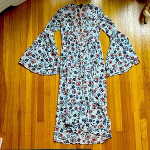 Bohemian, flowy, white, floral, frilled jacket